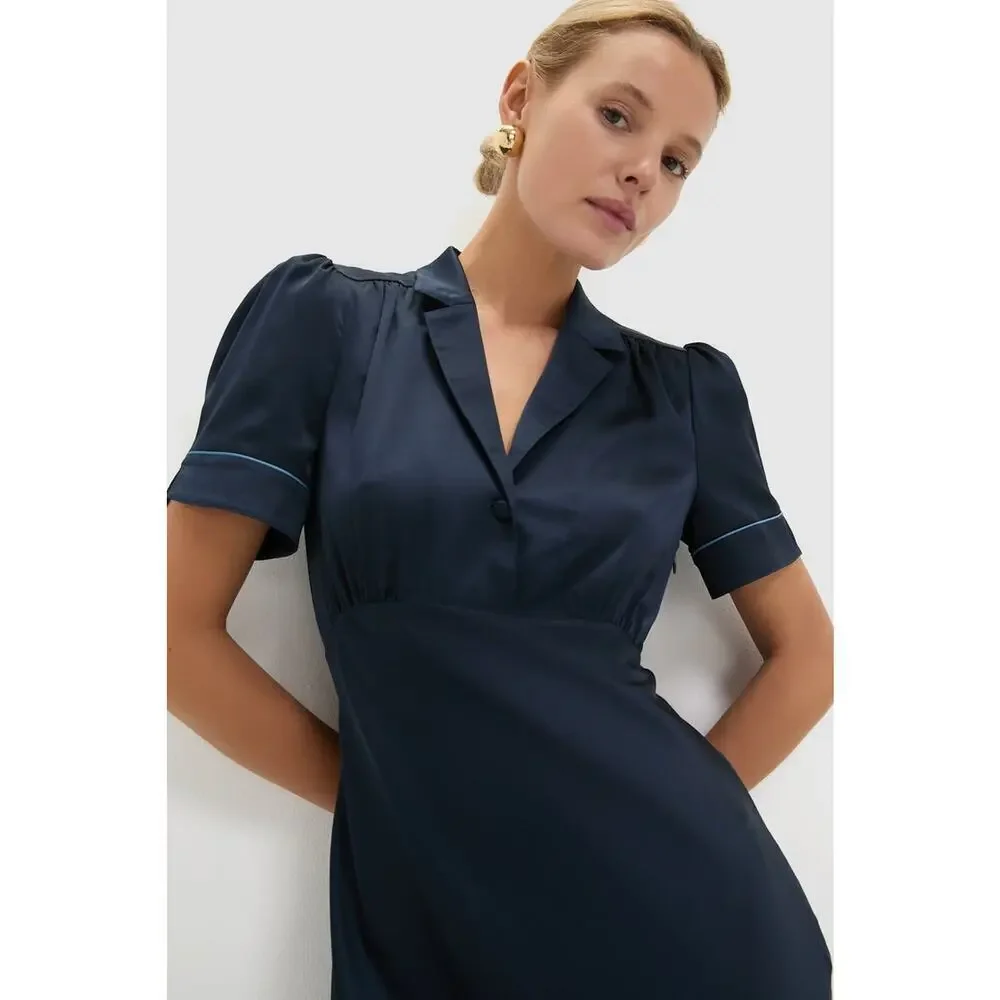 TUCKERNUCK Navy Satin Bellamy Dress Size M NWT Retail $268 Tuckernuck - Picture 5 of 7